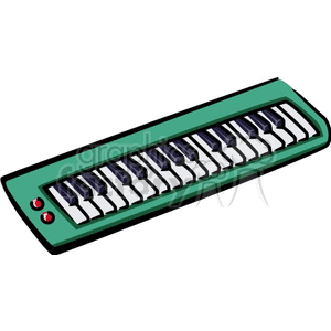 Clipart image of a green musical keyboard with black and white keys.