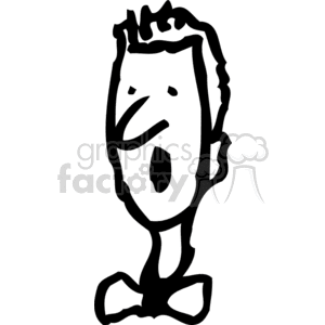 A monochrome clipart illustration of a man singing passionately with an open mouth.