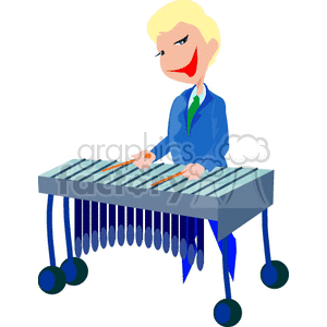 Clipart of a musician playing a xylophone.