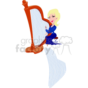 A clipart image of a musician playing a harp.