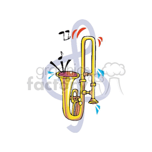 Colorful Trombone with Musical Notes