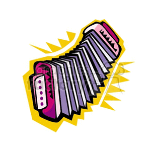 Colorful clipart illustration of an accordion with abstract design elements.