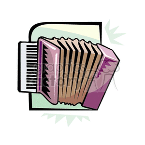 Clipart image of an accordion with colorful highlights.