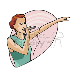 Illustration of a Woman Singing with Microphone