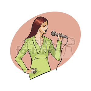 Clipart of a female singer holding a microphone.