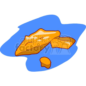 Clipart image of an asteroid with orange space rocks against a blue background.