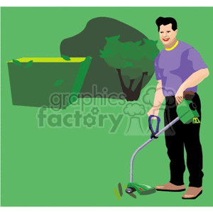 Gardening : Man Using Weed Wacker