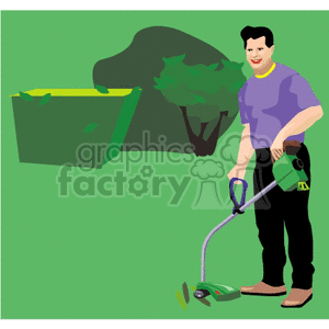 Landscaper with weed eater