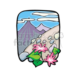 Mountains with flowers