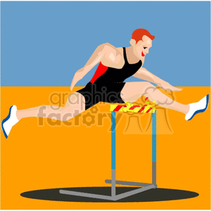 man jumping over a track hurdle