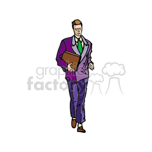 Businessman in Purple Suit with Briefcase