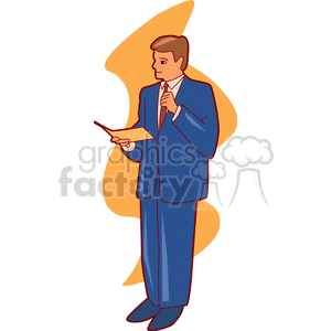 Businessman Presenting in Blue Suit