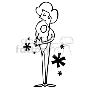  The clipart image features a stylized depiction of a mother cradling a baby. The mother is standing, and the illustration is monochromatic with a simple, minimalistic design. The baby appears content in the mother