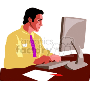 Man Working on Computer at Desk