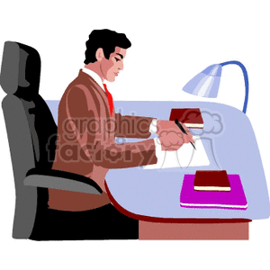 Businessperson Writing at Desk