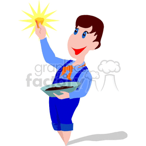 Cartoon Character Holding a Glowing Lump Of Gold