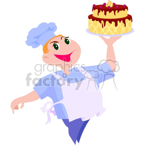 Cheerful Baker Holding a Decorated Cake