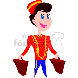 Bellboy in Hotel Uniform Carrying Luggage