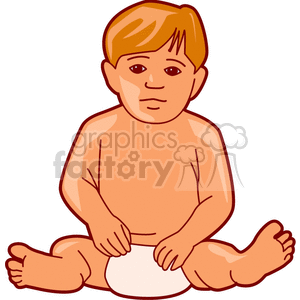 Image of a Baby Sitting in Diaper