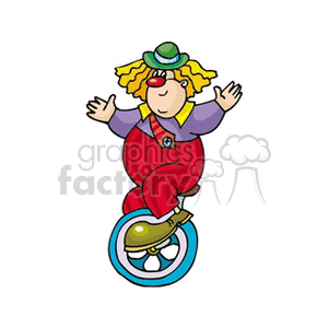 Colorful Circus Clown Riding a Unicycle