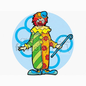 A Funny Clown Poised Ready to do his Act Holding a Cane 