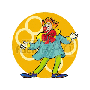 A Silly Clown with Flaming Red Hair Holding his Arms Out