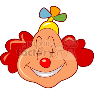 A Silly Laughing Clown with Red Hair and a Hat with a Pin Wheel