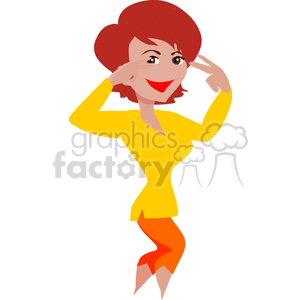 A Woman in a Yellow Shirt and Orange Pants Dancing