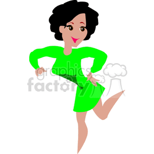 A Woman in Lime Green Dancing and Doing a Kick