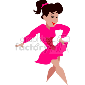 A Black Haired Woman in a Bright Pink Dress Doing a Dance Routine