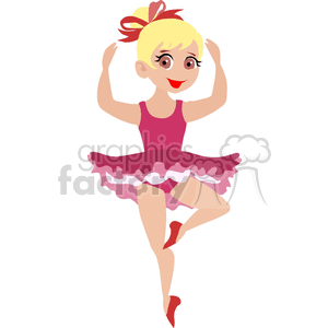 A joyful cartoon ballerina performing a dance move in a pink tutu, radiating happiness and energy.