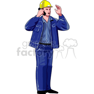 A Foreman with a Yellow Hardhat Talking on the Phone
