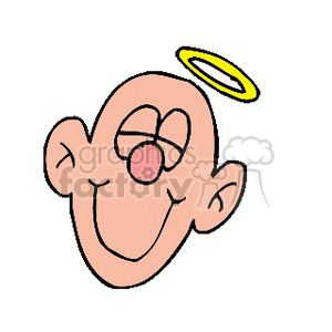 Cartoon Angelic Face with Halo