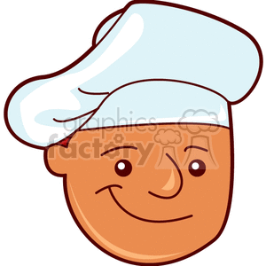 A smiling cartoon chef wearing a white chef's hat.