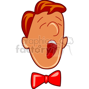 Cartoon Singing Boy with Red Hair and Bow Tie