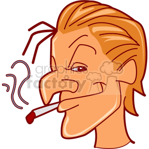 Cartoon Man Smoking Cigarette