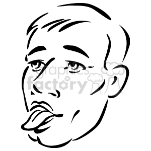 The image is a simple line drawing or clipart of a person's face. The artwork features the outline of a male face with distinguishing features such as the eyes, nose, mouth, and ears. There is visible detailing for the hair and facial expressions, suggesting the man is sticking out his tongue.