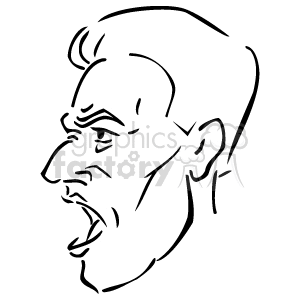 Line art illustration of a male face with an expression.