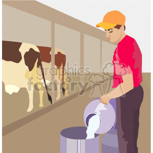 Farmer Working on a Dairy Farm