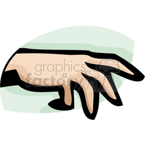 Clipart image of a human hand with fingers extended against a green background.