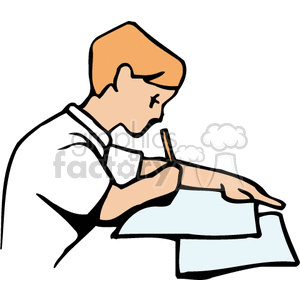 Clipart image of a person writing on paper.
