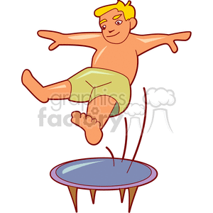 A little boy jumping on a trampoline