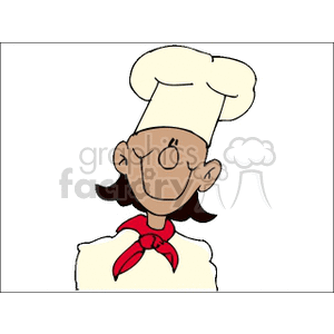 Cartoon woman chef smiling with a chefs hat