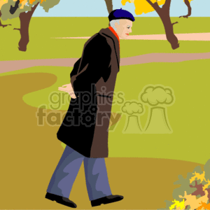 senior man walking in the park