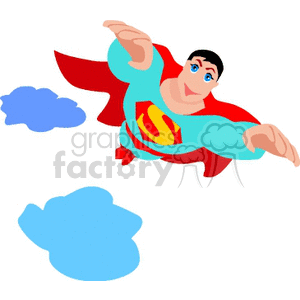 Flying Superhero with Red Cape