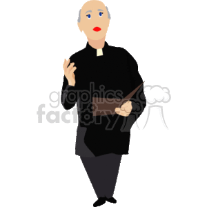 Cartoon Priest Preaching - Religious