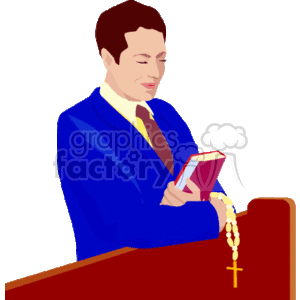 Man praying and holding a rosary