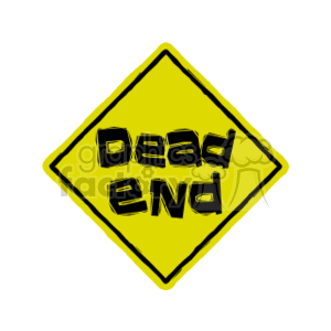 Yellow Dead End Road Sign