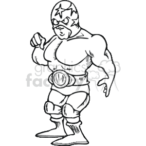 Black and white cartoon wrestler