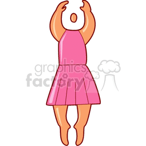 A clipart image of a person in a pink dress, raising their arms above their head in a graceful pose.